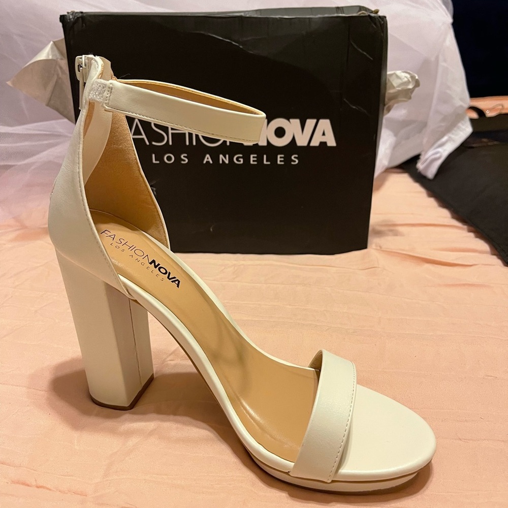 Fashion Nova- White Block Heels